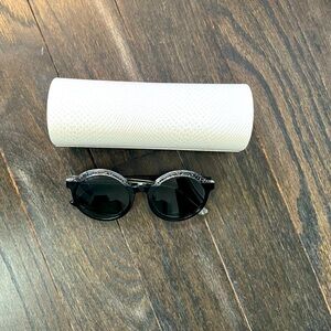 Jimmy Choo black round sunglasses with silver glitter rim